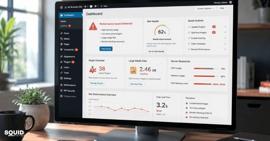 2 why wordpress websites get slow plugin performance issues squid digital agency sydney