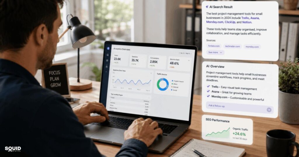 4 small business seo aeo geo strategy squid digital agency sydney new