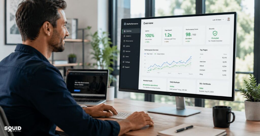 Managed Hosting vs Cheap Shared Hosting: Practical Business Benefits 5 Small business owner benefiting from managed hosting performance and reliability