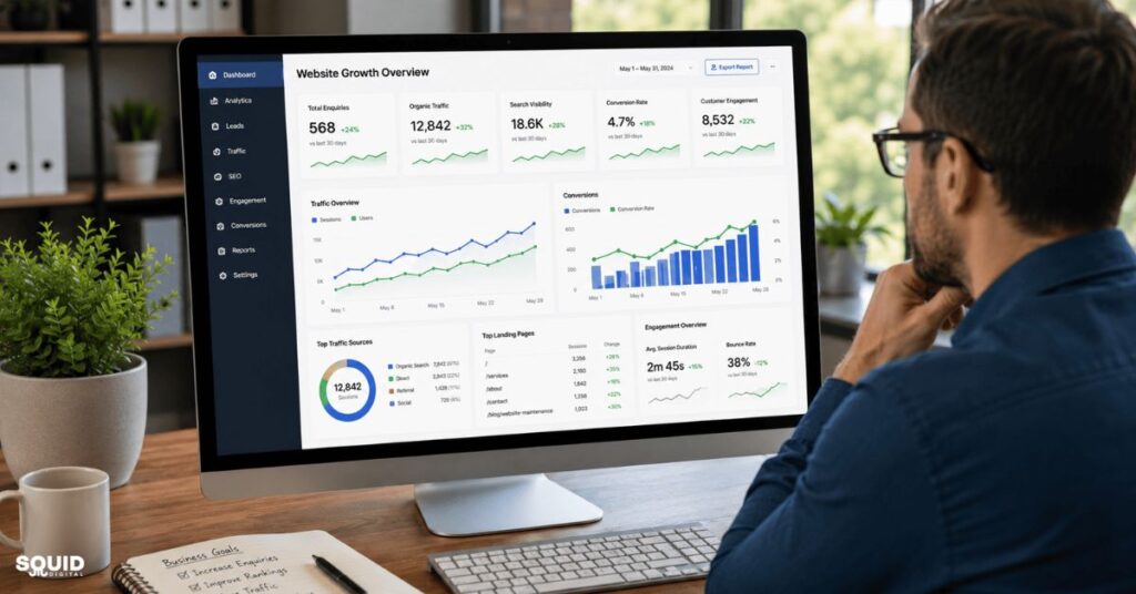 What Does Website Maintenance Include? Critical Services for Long-Term Website Success 5 Regular website maintenance supporting business growth, SEO visibility, and lead generation.