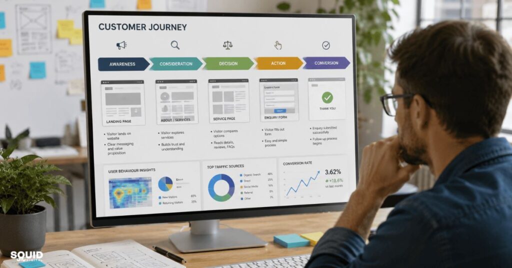 How UX Design Improves Conversions for Better Customer Engagement 2 Customer journey example showing how UX design improves conversions throughout the website experience.