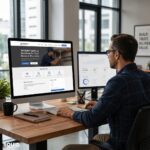 Small business owner reviewing website design for service businesses to improve customer enquiries and growth.
