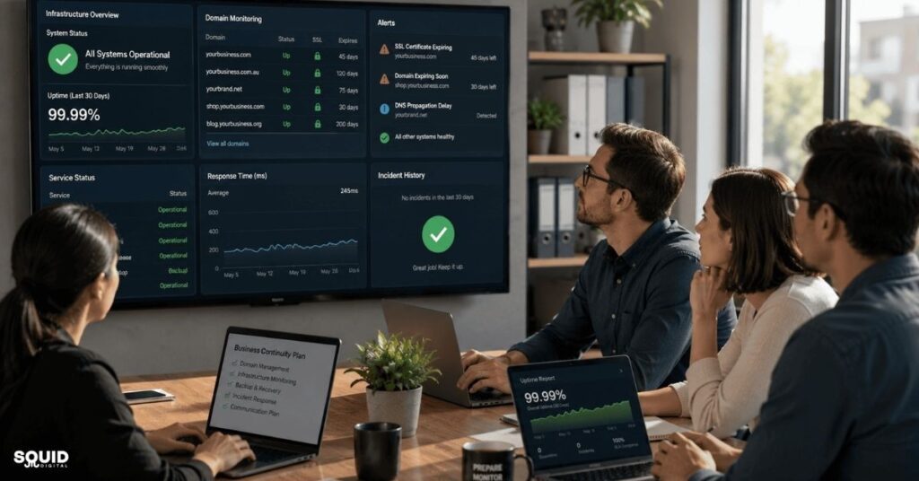 How to Manage Business Domains: Proven Small Business Guide 4 Business team using best practices for how to manage business domains and prevent disruptions